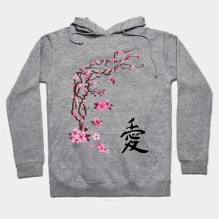 Japanese cherry tree with flowers - Love Hoodie